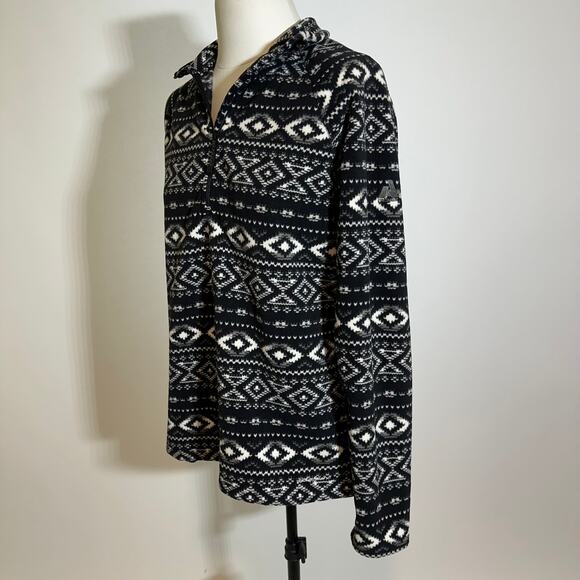 Eddie‎ Bauer Black Nordic Aztec Fleece Quarter Zip Jacket Womens Size Medium M - Picture 4 of 11